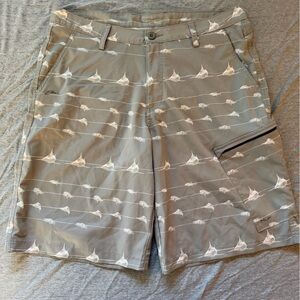 Huk Light Olive Green  Men's 36 Shorts